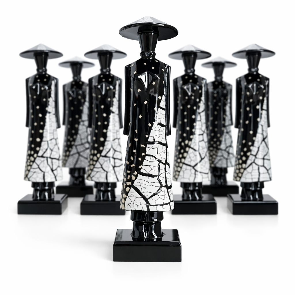 Vietnamese Ao Dai Lacquer Statue 20cm | Elegant Vietnamese Decor