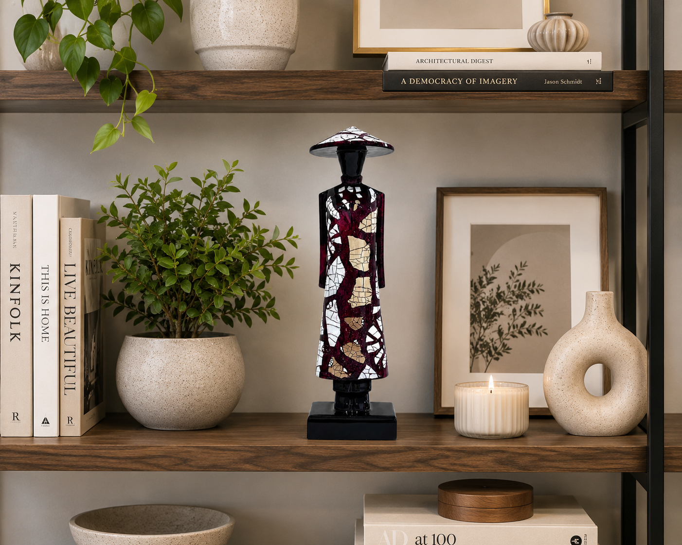 Vietnamese Lacquer Ao Dai Lady Statue –  Handmade Decor