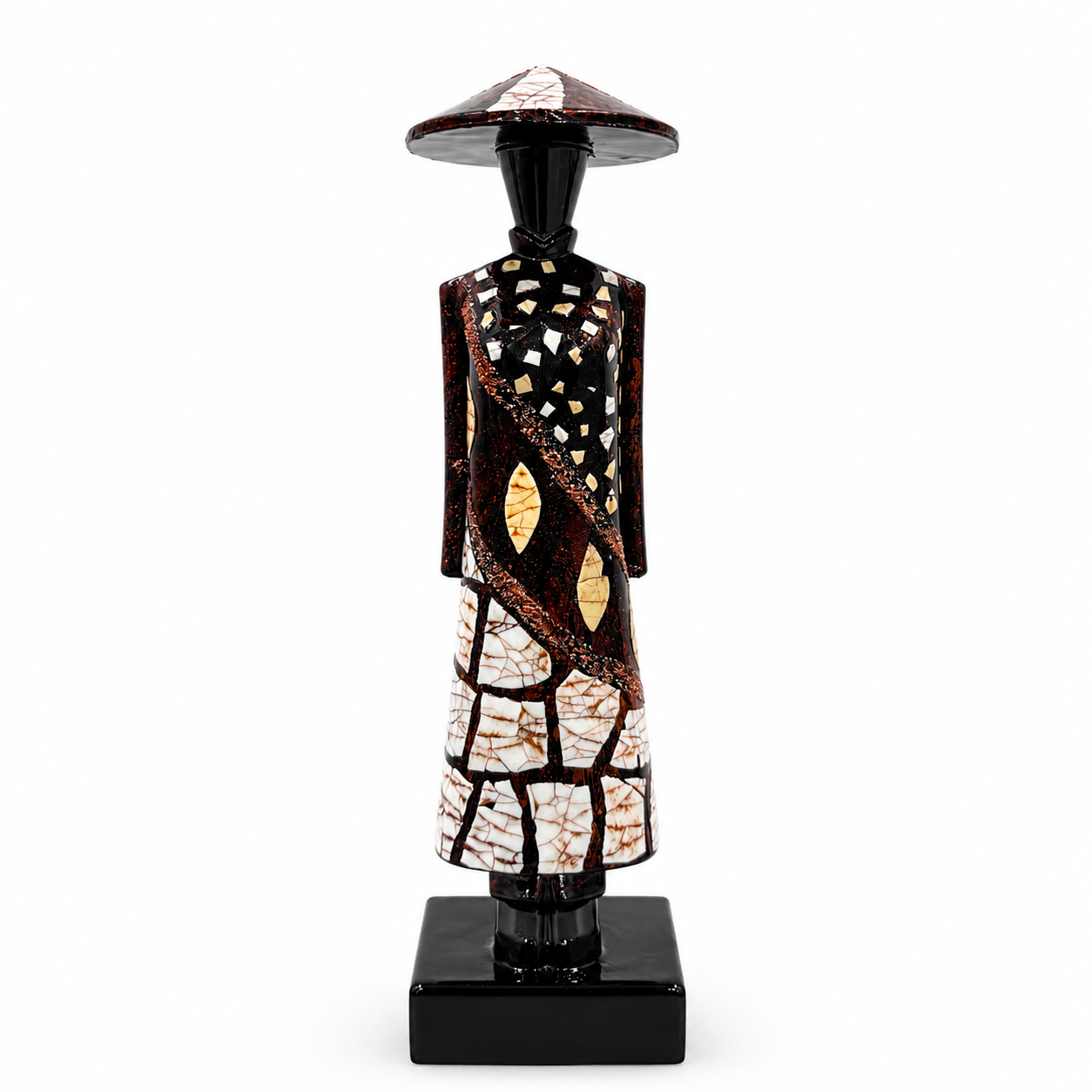 Set of 6 Vietnamese Ao Dai Lacquer Statues – Handmade Vietnamese Art Collection