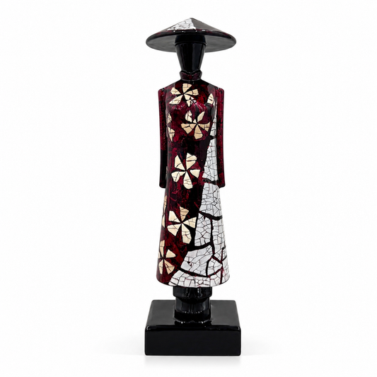 Set of 6 Vietnamese Ao Dai Lacquer Statues – Handmade Vietnamese Art Collection