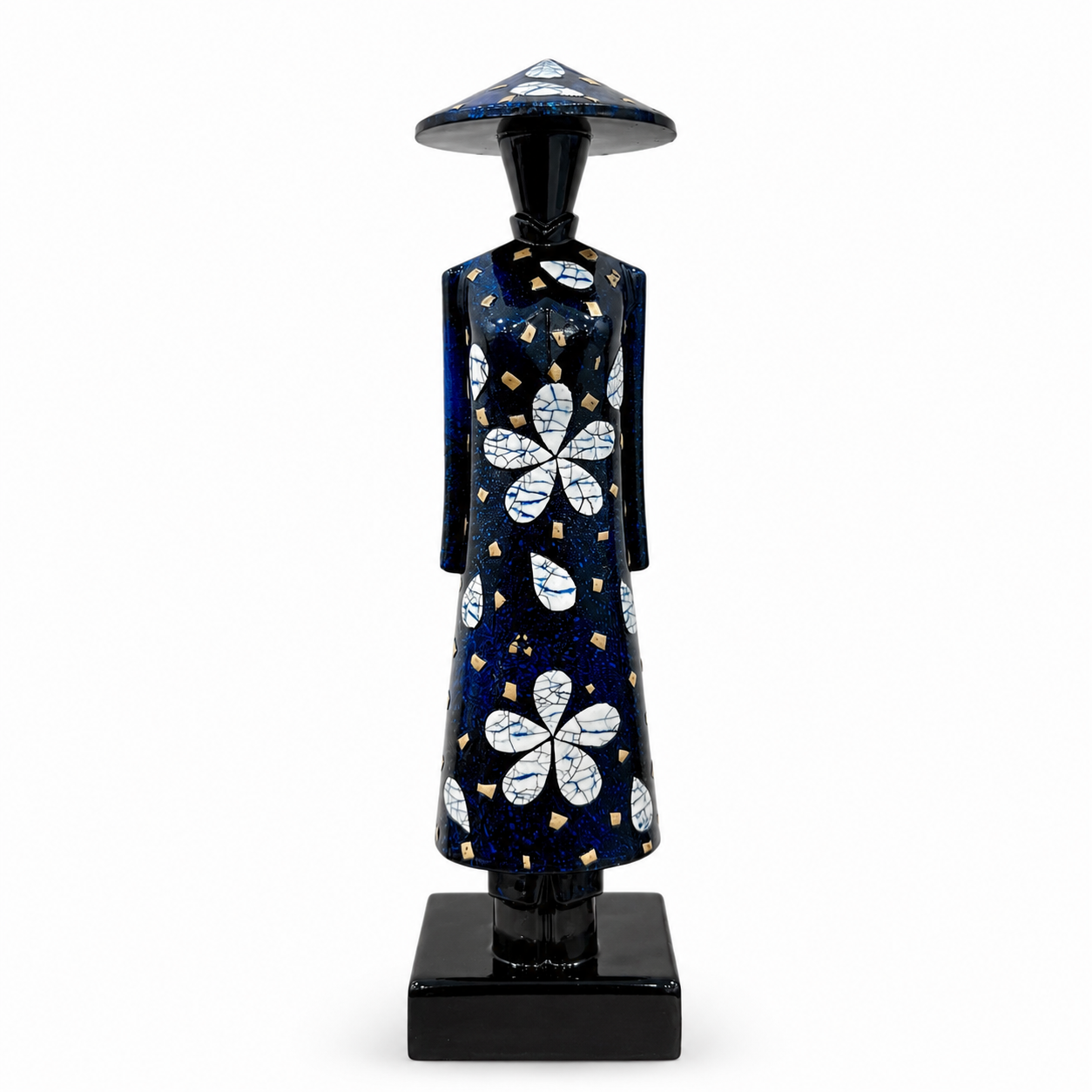 Set of 6 Vietnamese Ao Dai Lacquer Statues – Handmade Vietnamese Art Collection