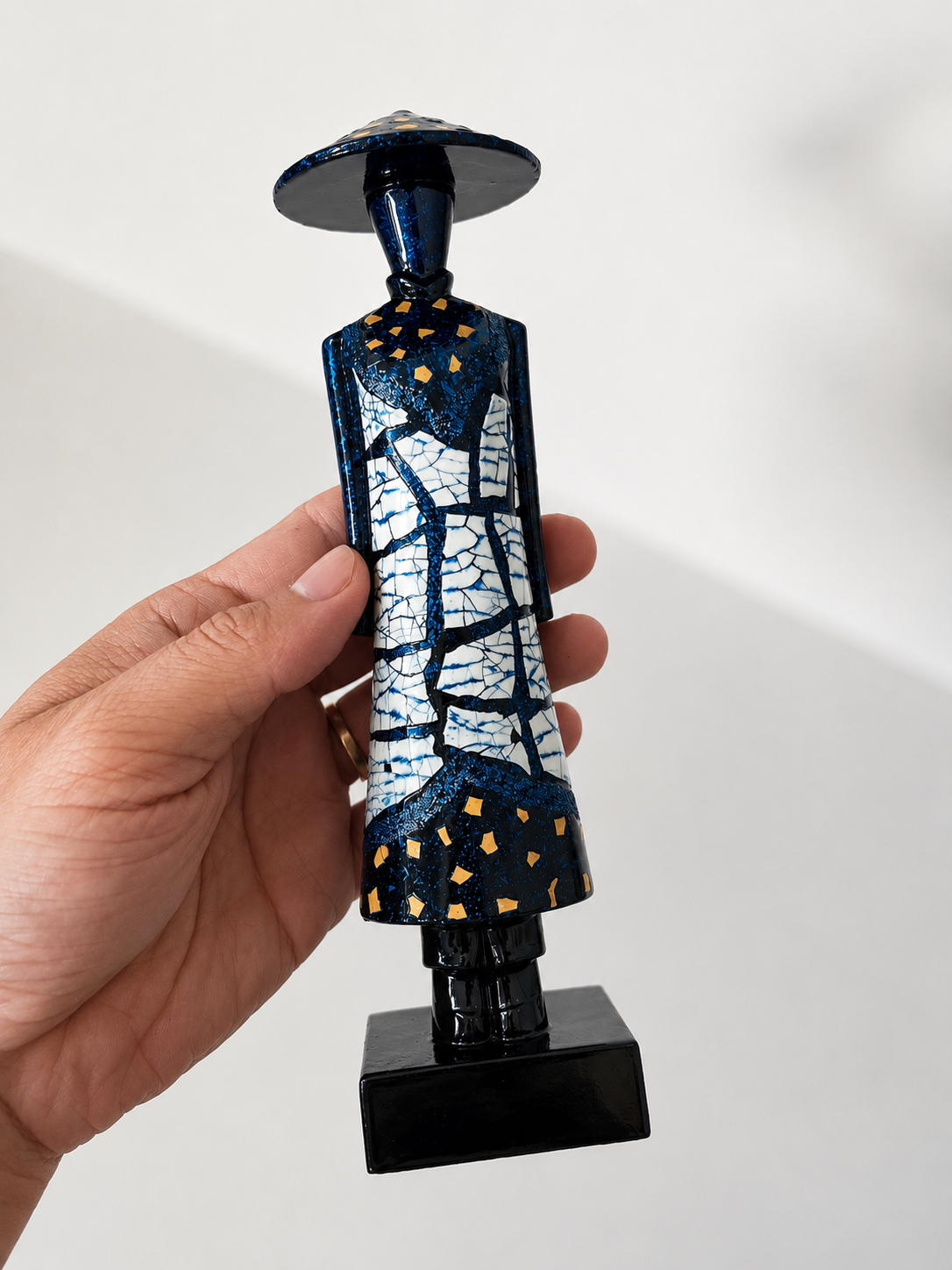 Vietnamese Ao Dai Lacquer Statue Set of 3 – Handcrafted Vietnamese Art 20cm
