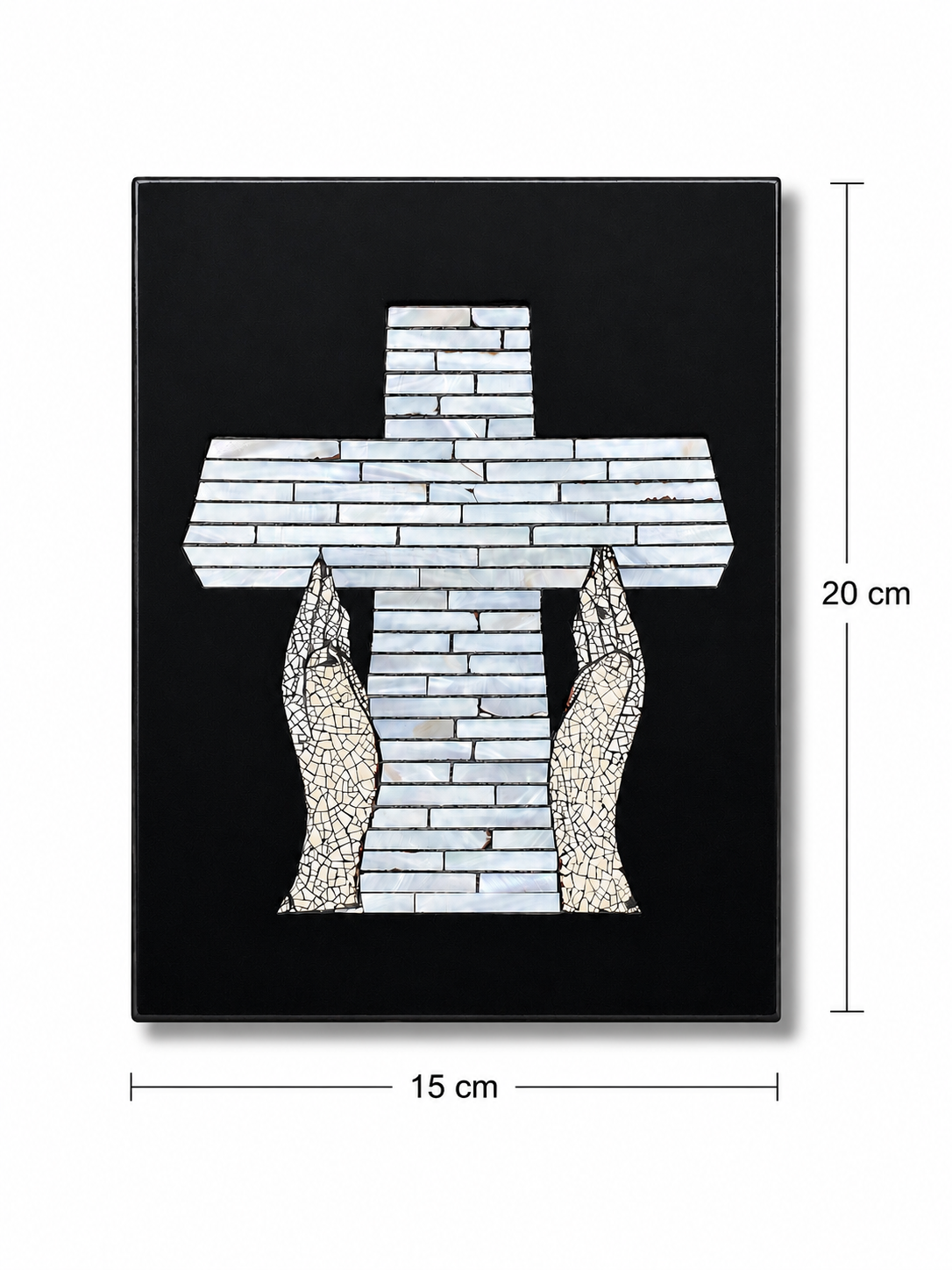 Handmade Mother of Pearl Cross Wall Art – 15x20 cm Christian Gift
