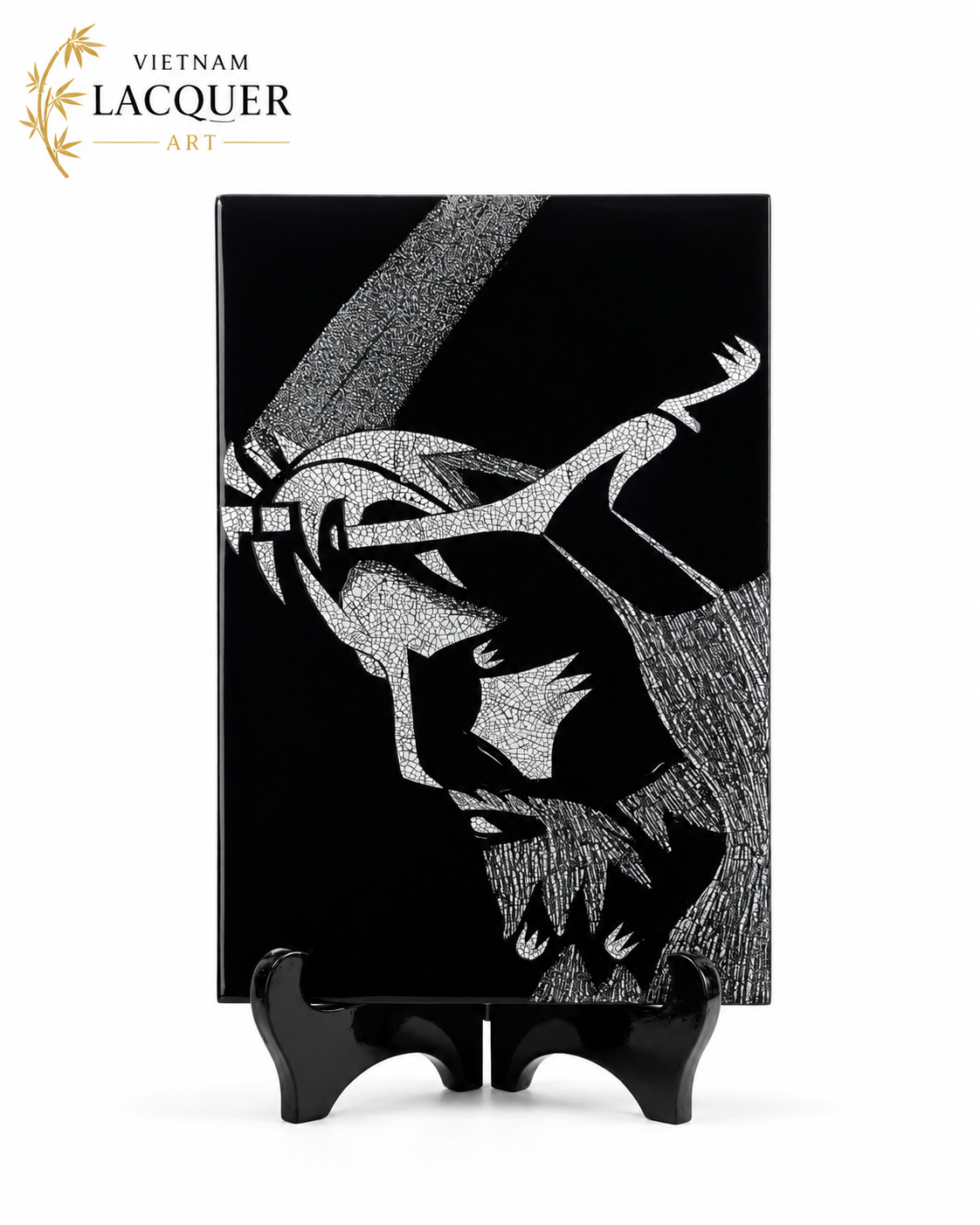 Jesus Christ Lacquer Painting – Handcrafted Vietnamese Sacred Art with Eggshell Inlay (20 x 30 cm)