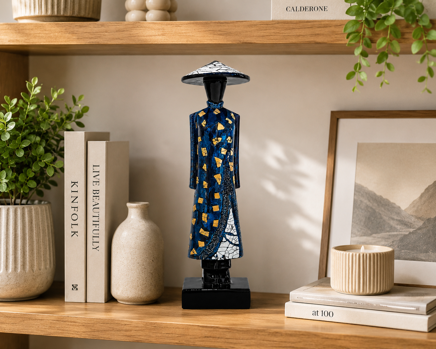Vietnamese Lacquer Ao Dai Lady Statue –  Handmade Home Decor