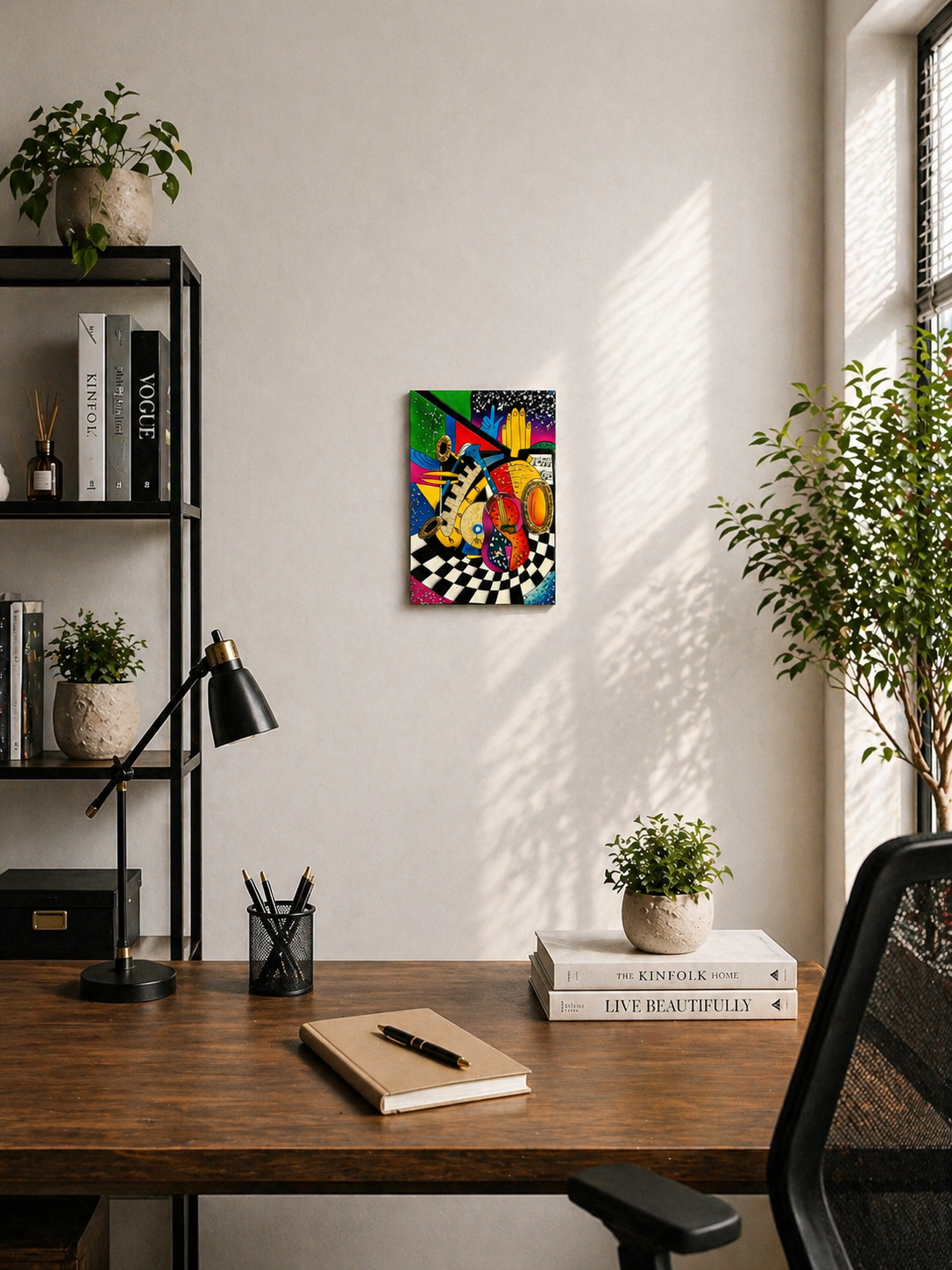 Vietnamese Lacquer Music Art Painting – Handmade Contemporary Wall Decor with Eggshell & Mother of Pearl Inlay