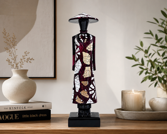 Vietnamese Lacquer Ao Dai Lady Statue –  Handmade Decor