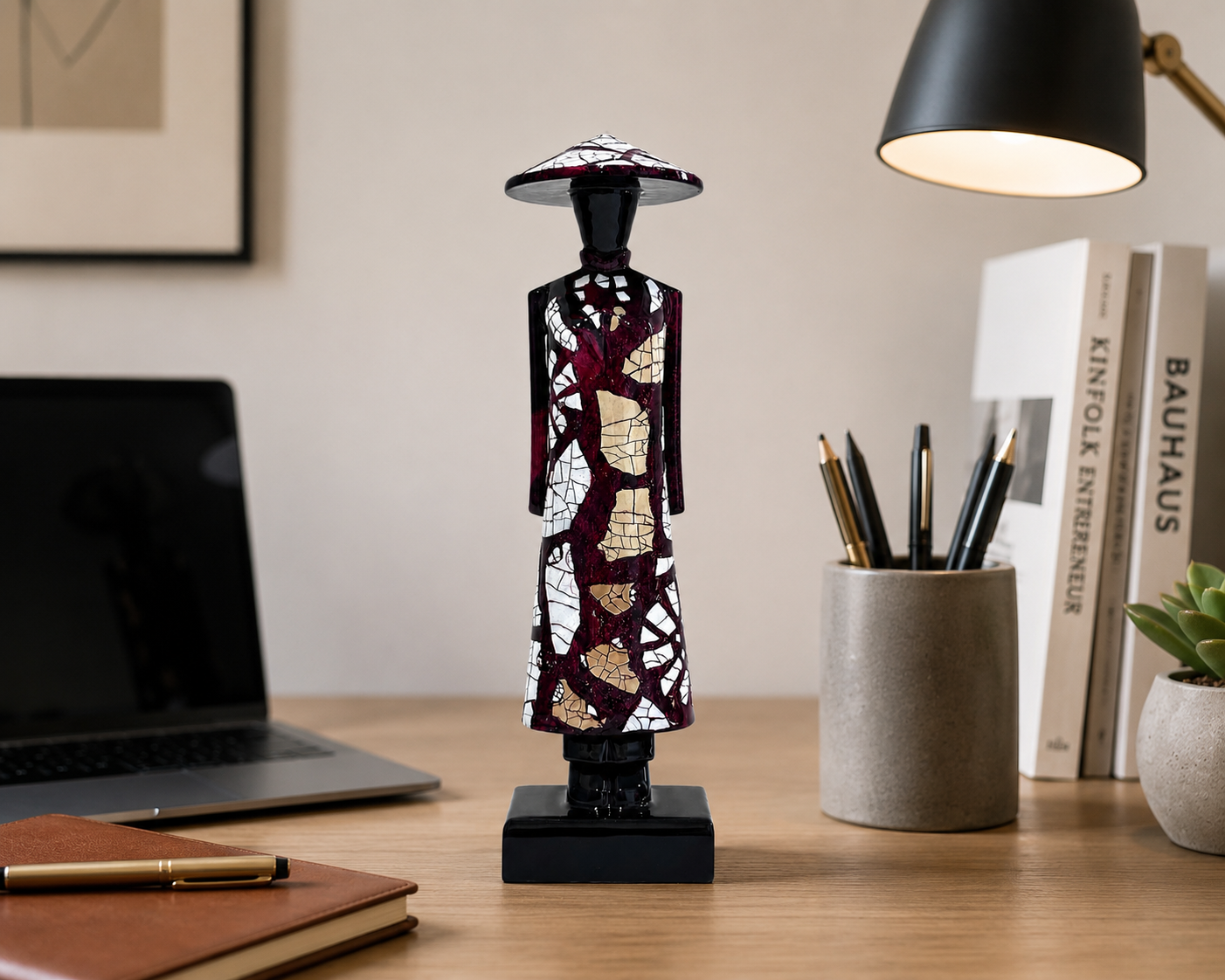 Vietnamese Lacquer Ao Dai Lady Statue –  Handmade Decor