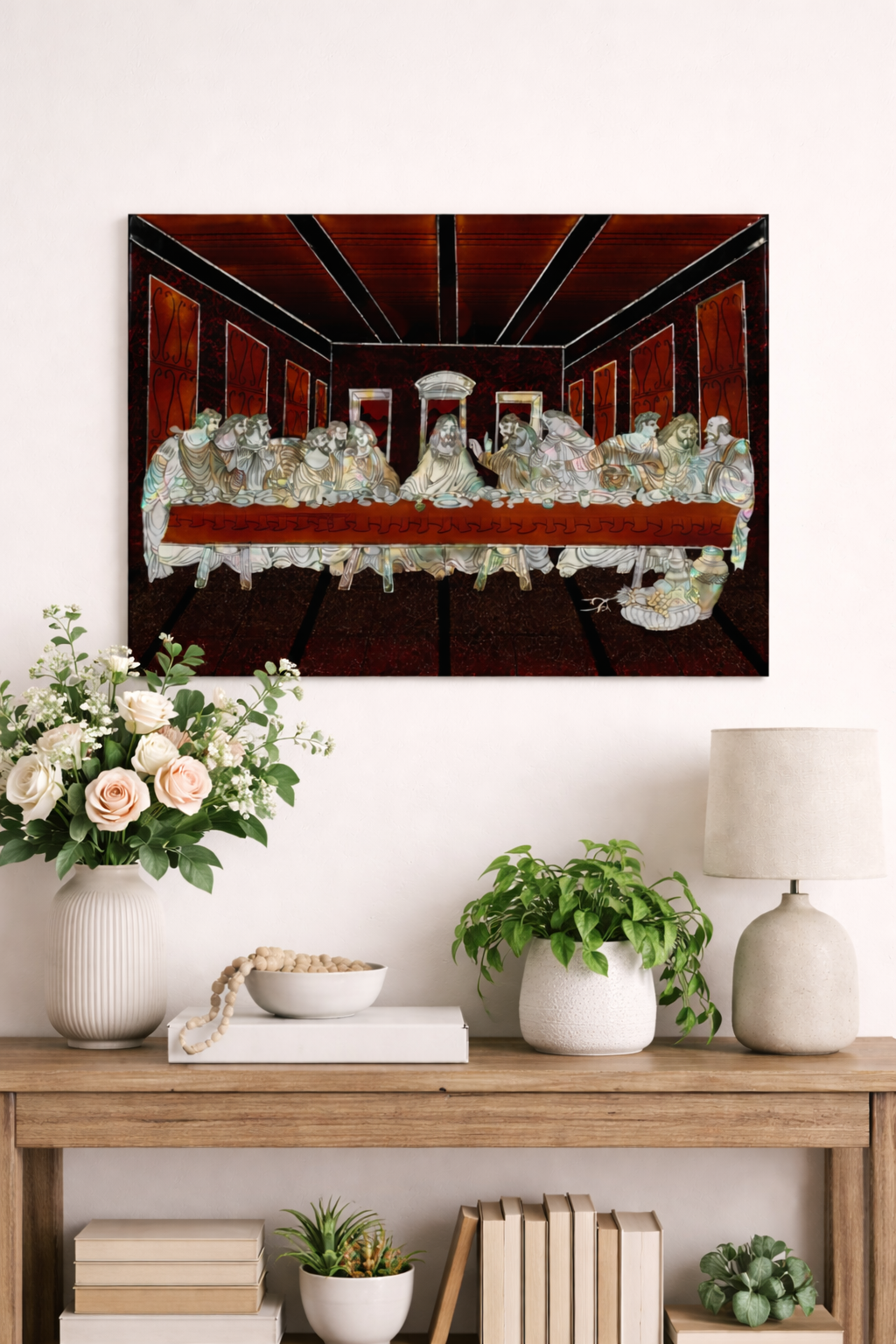 Handmade Vietnamese Lacquer Painting – The Last Supper Wall Art (30 × 40 cm)
