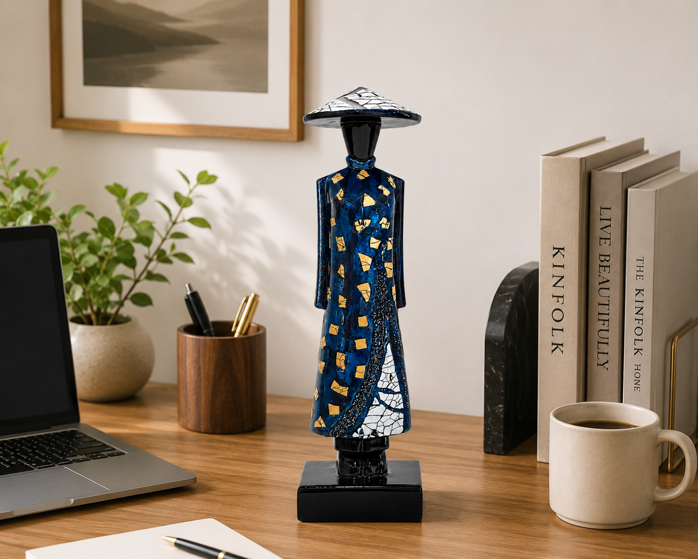 Vietnamese Lacquer Ao Dai Lady Statue –  Handmade Home Decor
