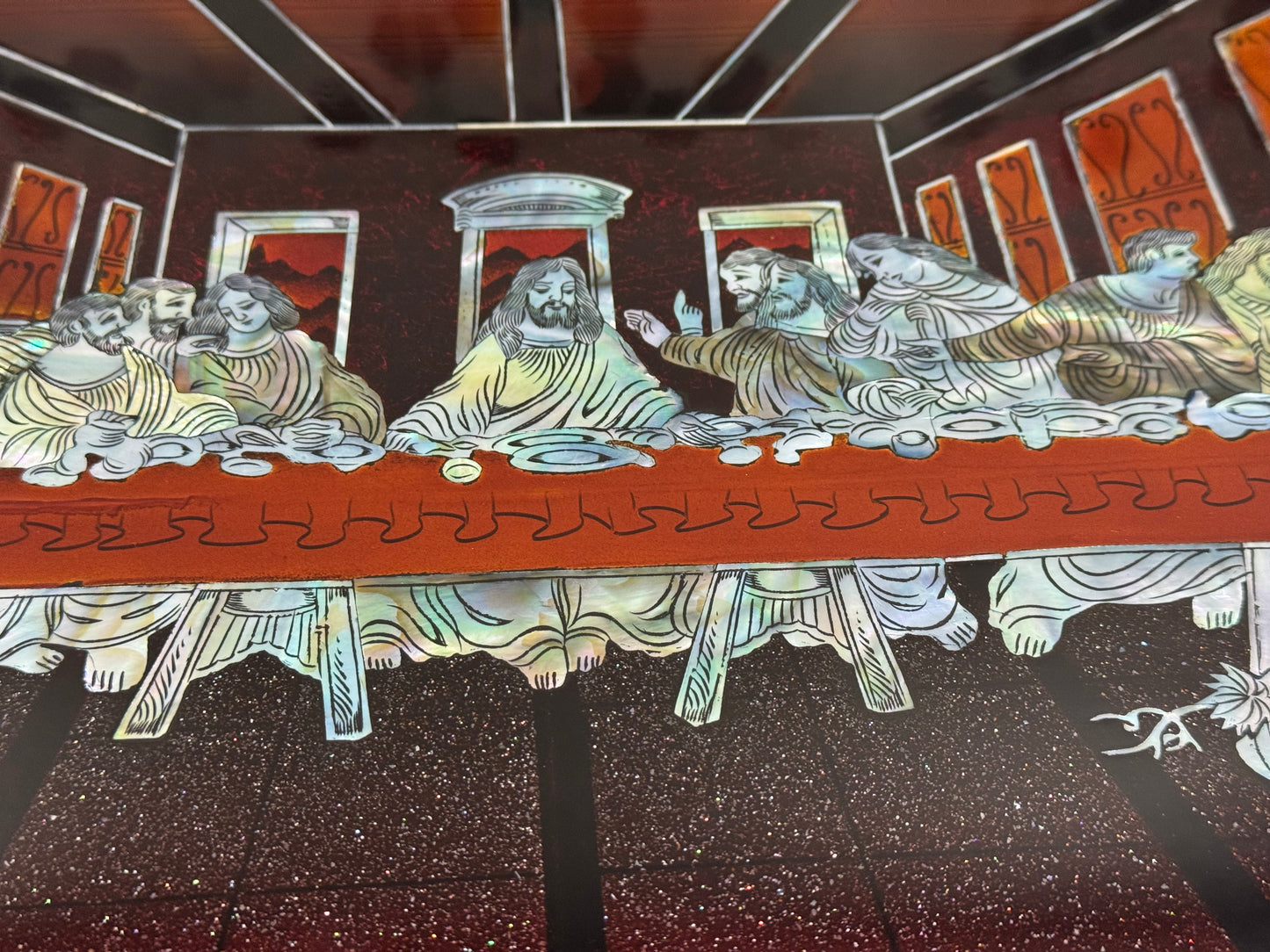 Handmade Vietnamese Lacquer Painting – The Last Supper Wall Art (30 × 40 cm)