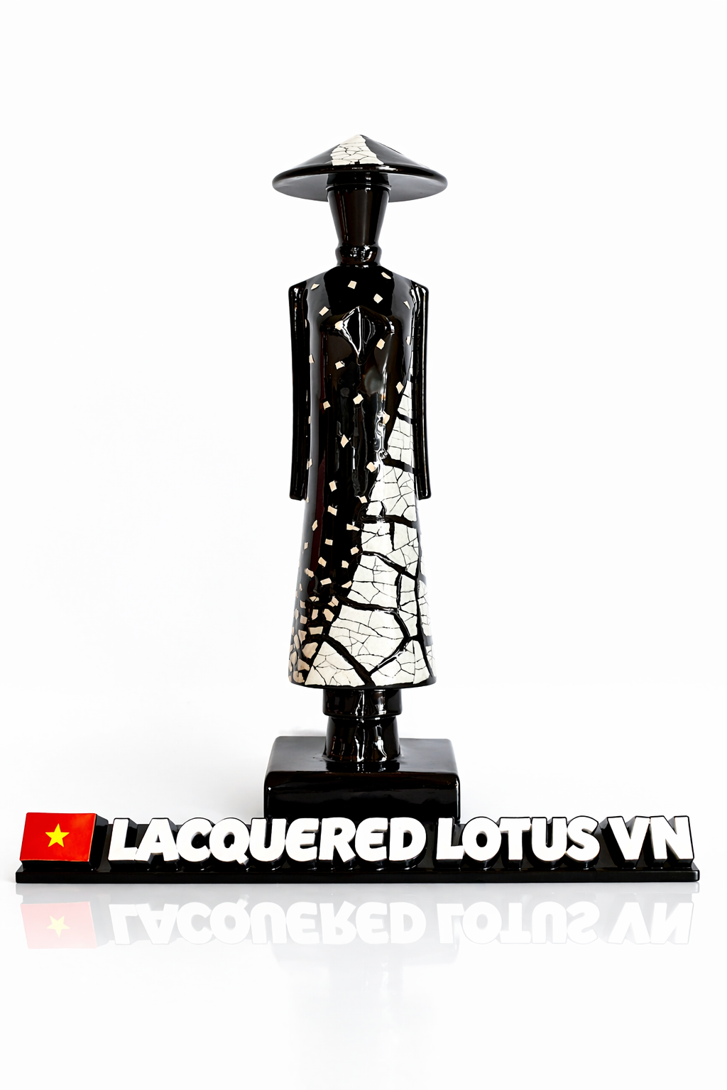 Vietnamese Lacquer Lady Statue 20cm | Handmade Vietnamese Art