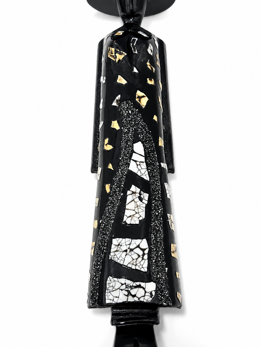 Black Eggshell Lacquer Ao Dai Lady Statue – 25 cm | Handmade Vietnamese Art