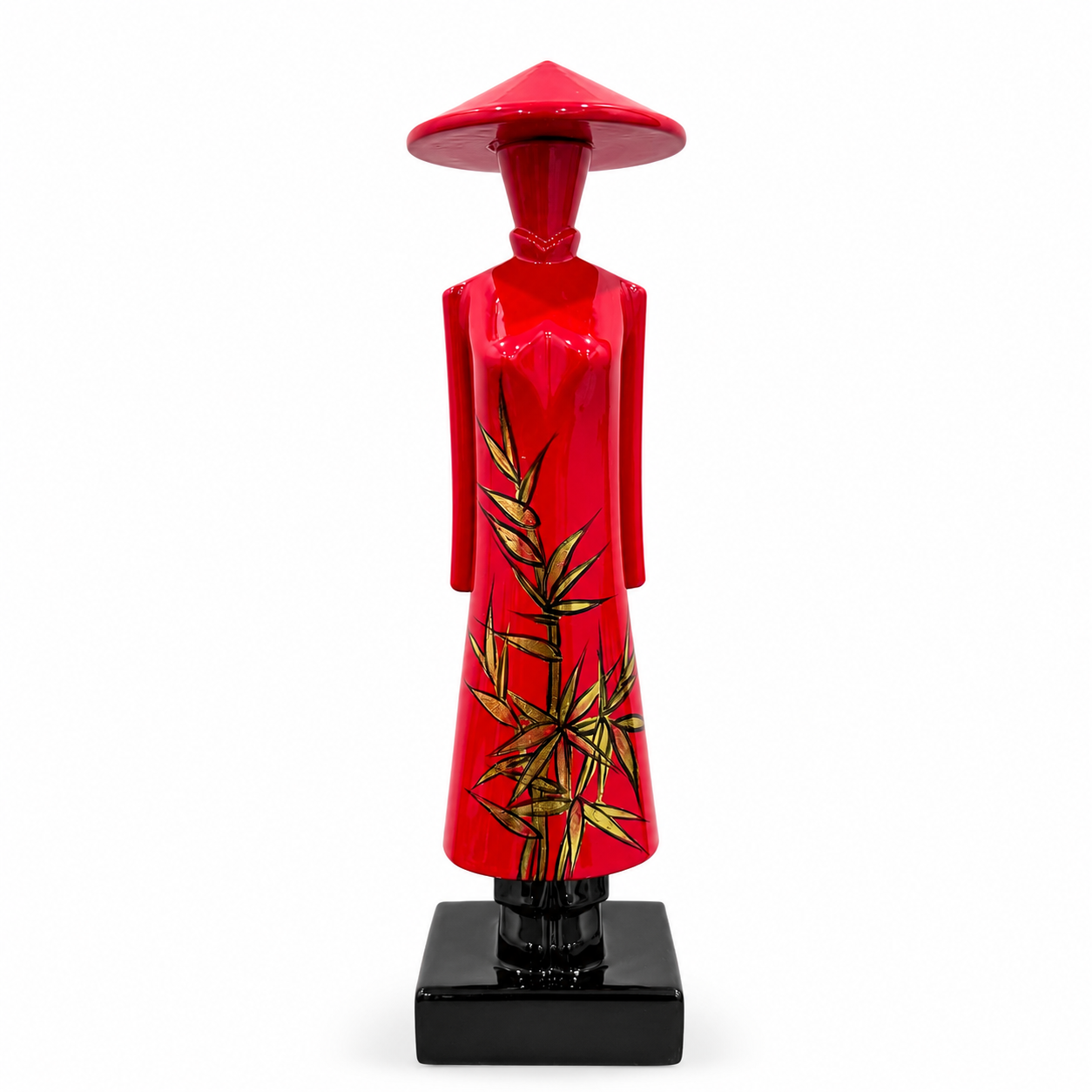 Set of 6 Vietnamese Ao Dai Lacquer Statues – Handmade Vietnamese Art Collection
