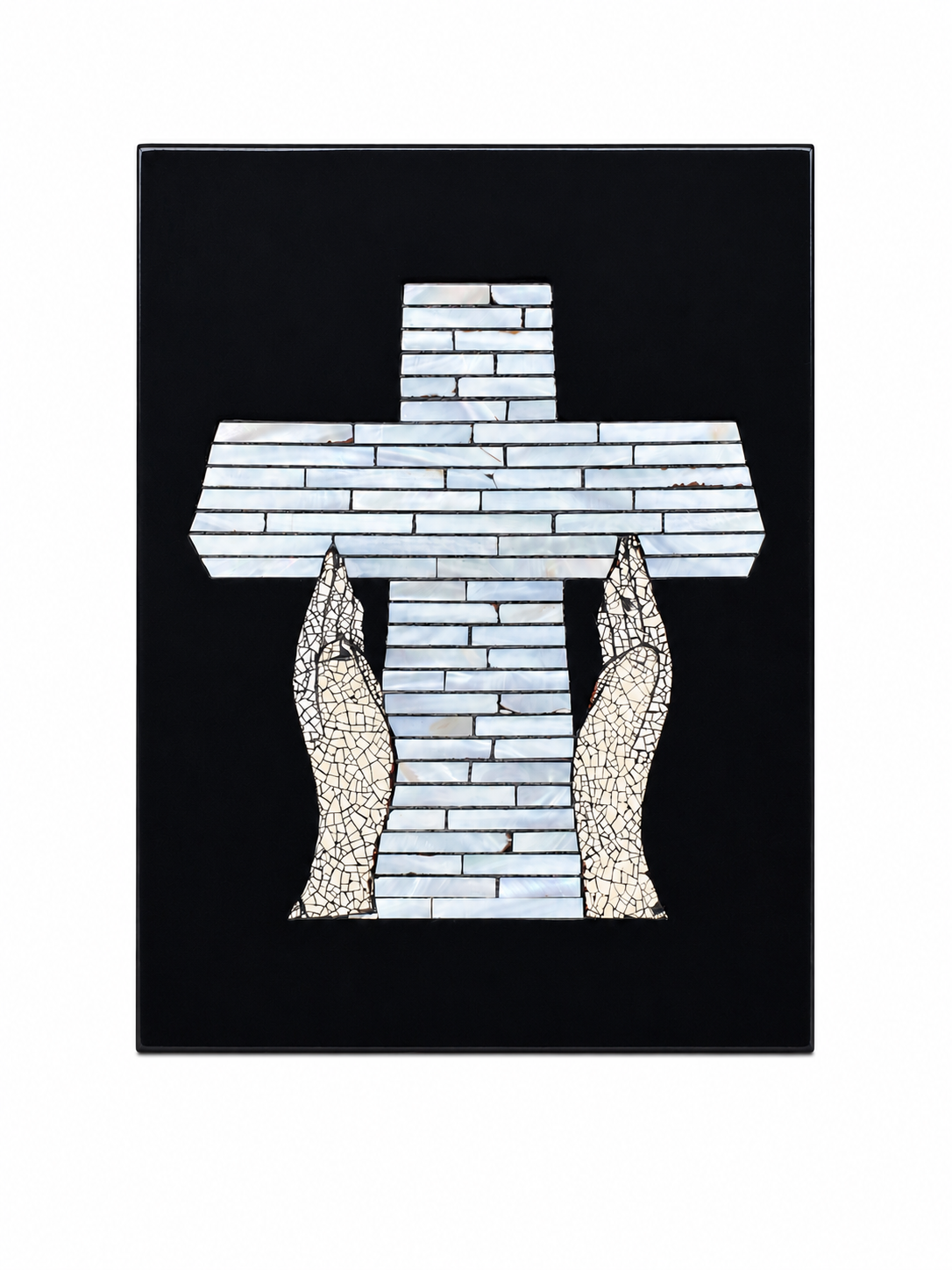 Handmade Mother of Pearl Cross Wall Art – 15x20 cm Christian Gift