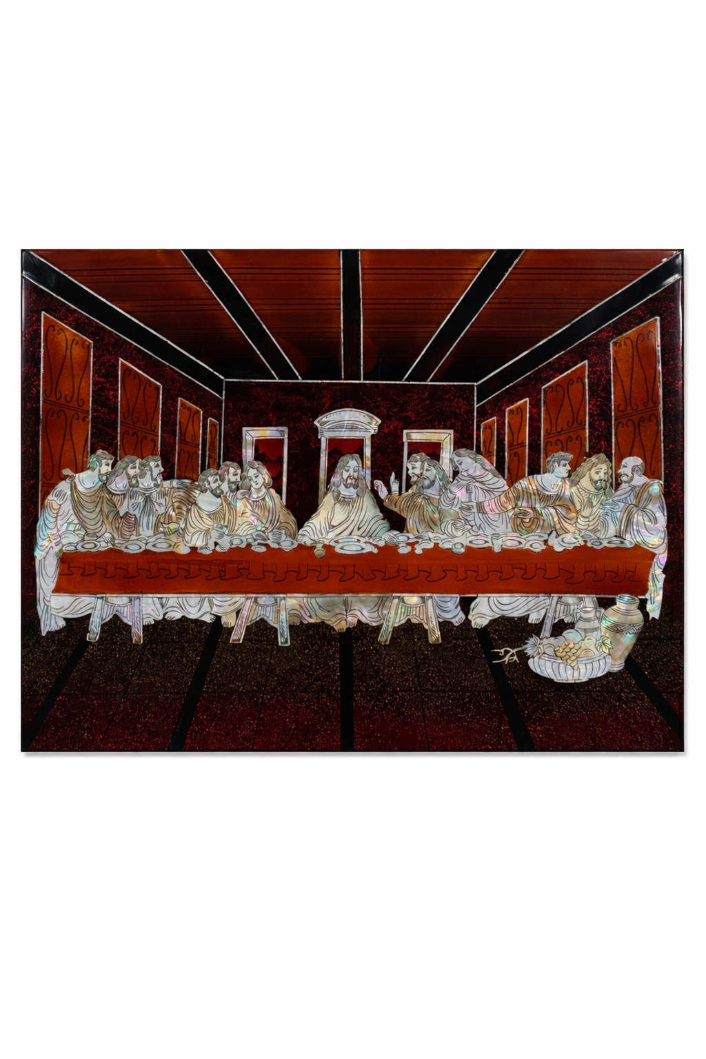 Handmade Vietnamese Lacquer Painting – The Last Supper Wall Art (30 × 40 cm)