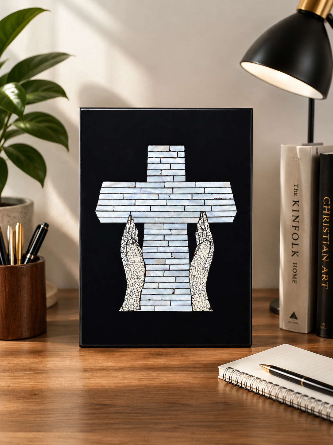 Handmade Mother of Pearl Cross Wall Art – 15x20 cm Christian Gift