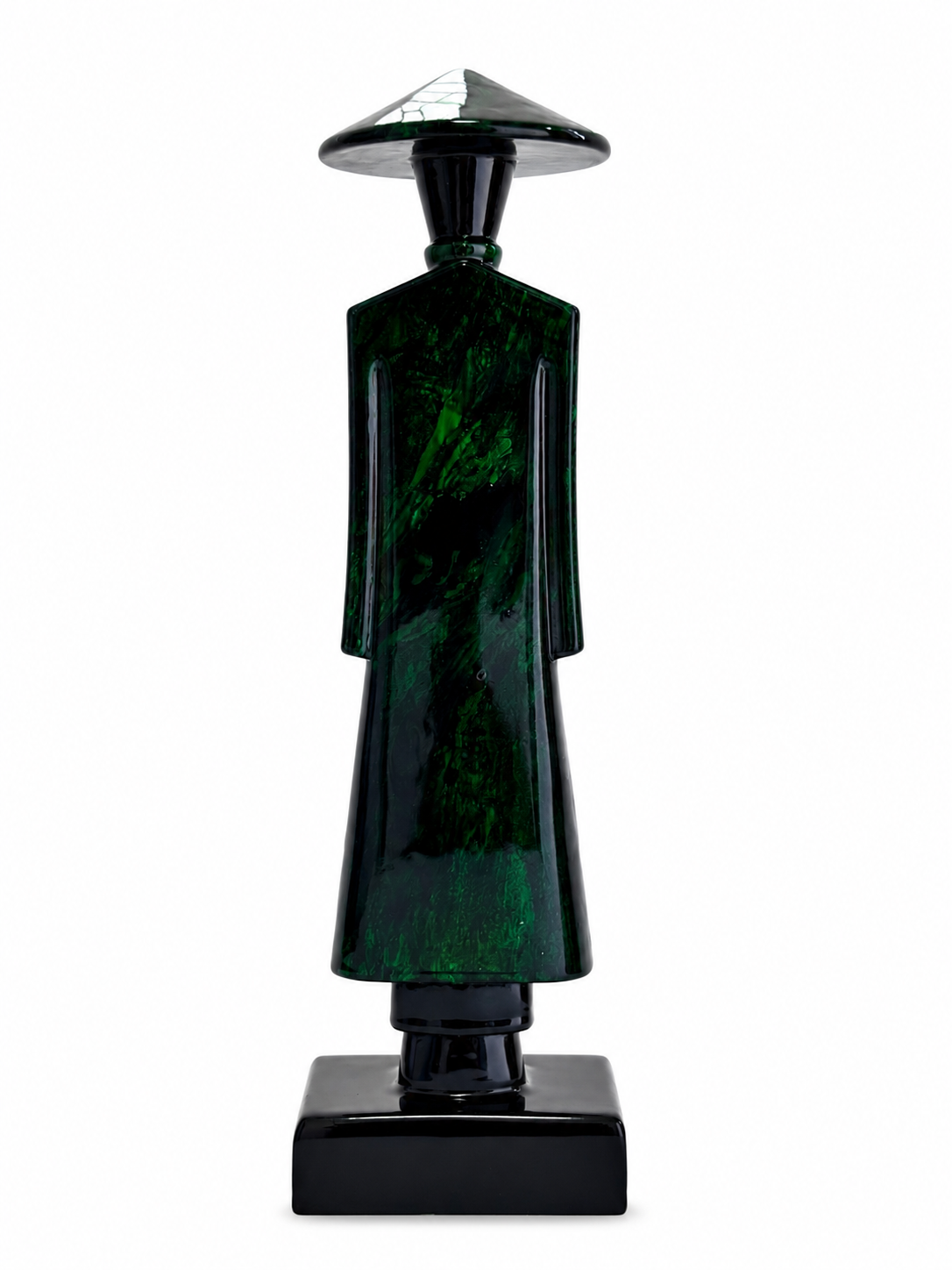 Back view of a traditional Vietnamese lacquer Ao Dai lady statue with handcrafted finish.