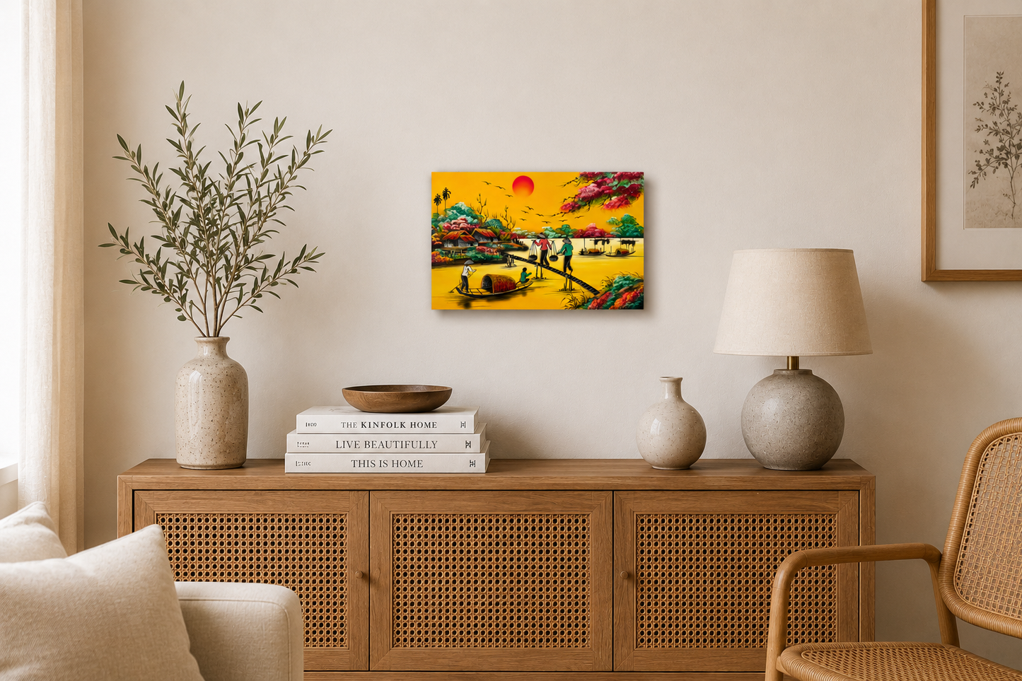 Golden Vietnamese Countryside – Handmade Vietnamese Lacquer Painting