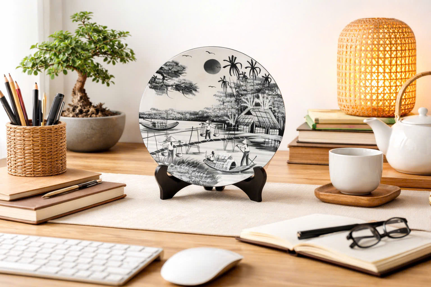 Vietnamese Lacquer Decorative Plate – Riverside Village Art